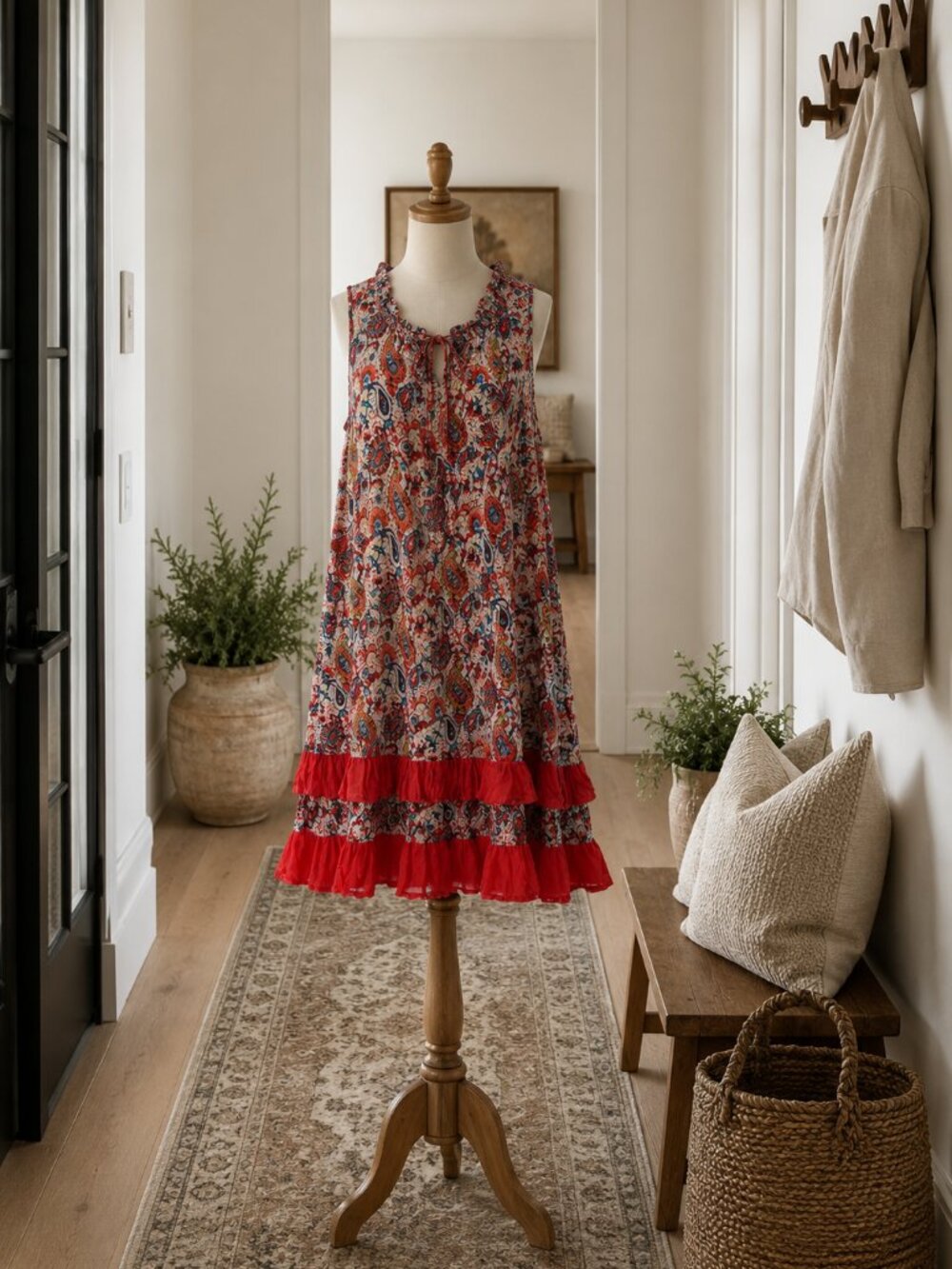 Papillion Ladies Medium Paisley Sundress Ruffled Tiers
